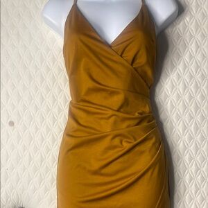 Elegant Mustard Wrap Dress